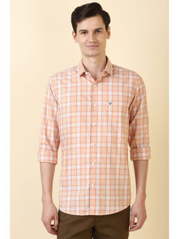 Allen Solly - Men Peach Checks Full Sleeves Casual Shirt