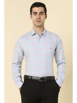 Allen Solly - Men Light Blue Checks Full Sleeves Formal Shirt