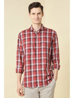 Allen Solly - Men Red Checks Full Sleeves Casual Shirt