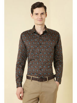 Allen Solly - Men Brown Floral Print Full Sleeves Formal Shirt