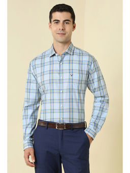 Allen Solly - Men Light Blue Checks Full Sleeves Formal Shirt