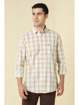 Allen Solly - Men Beige Checks Full Sleeves Casual Shirt