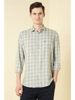 Allen Solly - Men Blue and Yellow Checks Full Sleeves Casual Shirt