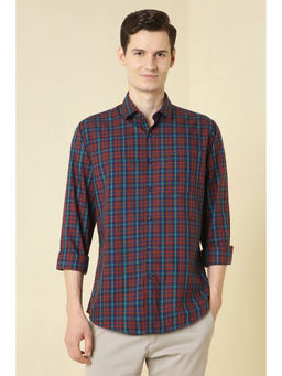 Allen Solly - Men Red and Blue Checks Full Sleeves Casual Shirt