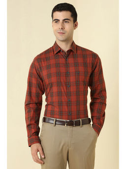 Allen Solly - Men Red Checks Full Sleeves Formal Shirt