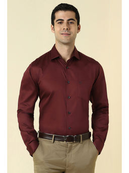 Allen Solly - Men Maroon Solid Full Sleeves Formal Shirt