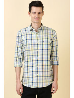 Allen Solly - Men Yellow and Blue Checks Full Sleeves Casual Shirt