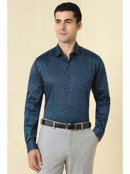 Allen Solly - Men Navy Blue Print Full Sleeves Formal Shirt