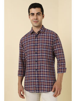 Allen Solly - Men Navy Blue Checks Full Sleeves Casual Shirt