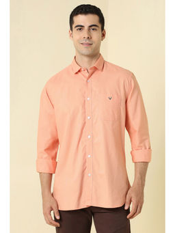 Allen Solly - Men Orange Solid Full Sleeves Casual Shirt