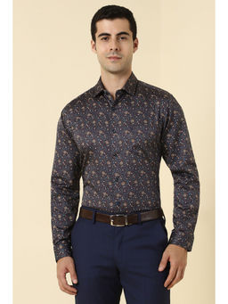 Allen Solly - Men Dark Navy Blue Floral Print Full Sleeves Shirt