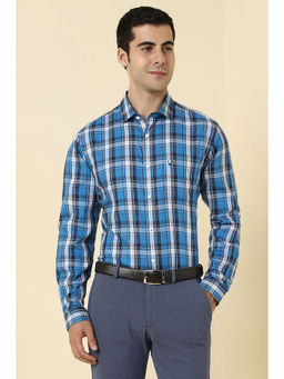 Allen Solly - Men Blue Checks Full Sleeves Formal Shirt