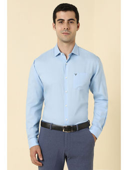 Allen Solly - Men Light Blue Textured Full Sleeves Formal Shirt