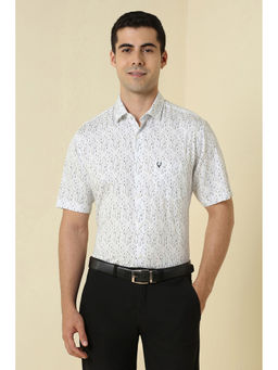 Allen Solly - Men Off White Print Half Sleeves Formal Shirt