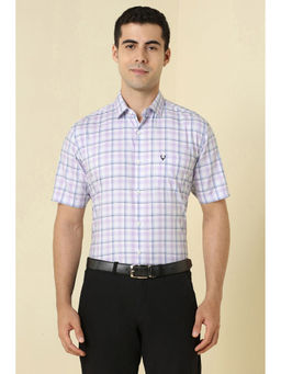 Allen Solly - Men Purple Checks Half Sleeves Formal Shirt