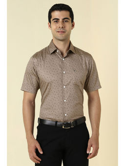 Allen Solly - Men Beige Print Half Sleeves Formal Shirt
