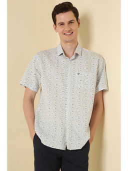 Allen Solly - Men Off White Print Half Sleeves Casual Shirt