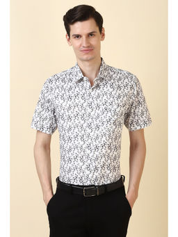 Allen Solly - Men White Print Half Sleeves Formal Shirt