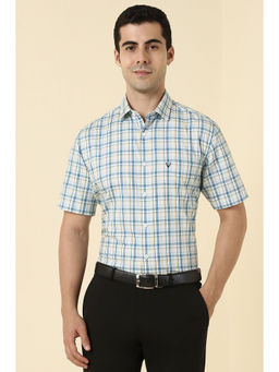 Allen Solly - Men Blue Checks Half Sleeves Formal Shirt