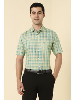 Allen Solly - Men Green Checks Half Sleeves Formal Shirt