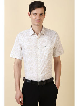 Allen Solly - Men Beige Print Half Sleeves Formal Shirt