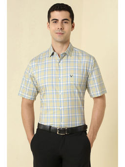 Allen Solly - Men Yellow Checks Half Sleeves Formal Shirt