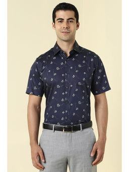 Allen Solly - Men Navy Blue Floral Print Half Sleeves Shirt