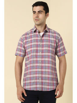Allen Solly - Men Pink Checks Half Sleeves Casual Shirt