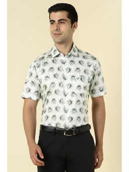 Allen Solly - Men Off White Print Half Sleeves Party Shirt