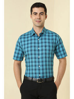 Allen Solly - Men Blue Checks Half Sleeves Formal Shirt