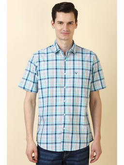 Allen Solly - Men Blue Checks Half Sleeves Casual Shirt