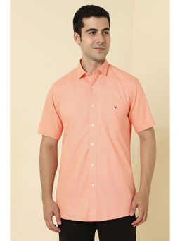 Allen Solly - Men Peach Solid Half Sleeves Casual Shirt