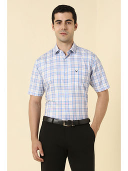 Allen Solly - Men Blue Checks Half Sleeves Formal Shirt