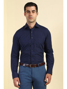 Allen Solly - Men Navy Blue Checks Full Sleeves Formal Shirt