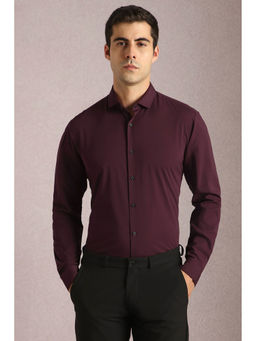 Louis Philippe - Men Maroon Solid Full Sleeves Casual Shirt