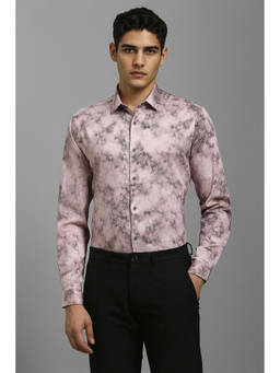 Louis Philippe - Men Pink Print Full Sleeves Casual Shirt