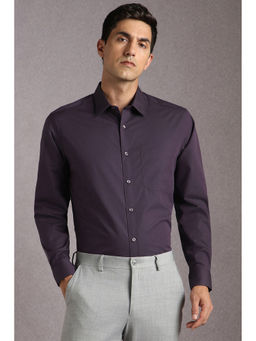 Louis Philippe - Men Purple Textured Full Sleeves Formal Shirt
