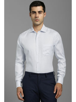 Louis Philippe - Men White Textured Full Sleeves Formal Shirt