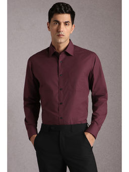 Louis Philippe - Men Maroon Textured Full Sleeves Formal Shirt