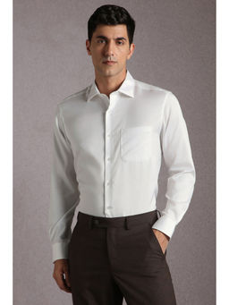Louis Philippe - Men White Solid Full Sleeves Formal Shirt