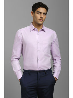 Louis Philippe - Men Purple Textured Full Sleeves Formal Shirt