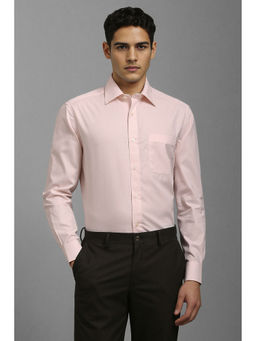 Louis Philippe - Men Light Pink Textured Full Sleeves Formal Shirt