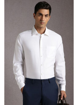 Louis Philippe - Men White Textured Full Sleeves Formal Shirt