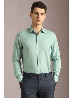 Louis Philippe - Men Green Solid Full Sleeves Formal Shirt