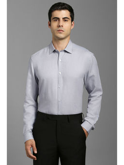 Louis Philippe - Men Grey Textured Full Sleeves Formal Shirt