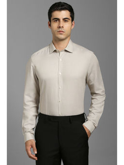 Louis Philippe - Men Beige Textured Full Sleeves Formal Shirt