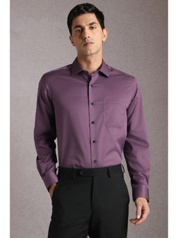 Louis Philippe - Men Purple Solid Full Sleeves Formal Shirt