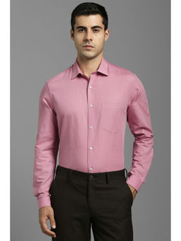 Louis Philippe - Men Pink Solid Full Sleeves Formal Shirt