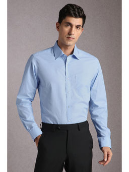 Louis Philippe - Men Light Blue Checks Full Sleeves Formal Shirt