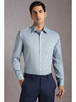 Louis Philippe - Men Light Blue Print Full Sleeves Formal Shirt